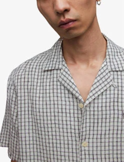 AllSaints Woodrow Check-pattern Short-sleeve Shirt -AllSain Clothing Shop R03901283 OFFWHITE ALT04