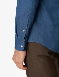 ETON Wide-spread Slim-fit Denim-twill Shirt -AllSain Clothing Shop R03920285 NAVYBLUE ALT04
