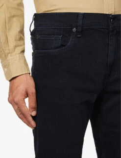 7 For All Mankind Standard Luxe Performance Regular-fit Straight Stretch-denim Jeans -AllSain Clothing Shop R03923261 DARKBLUE ALT04