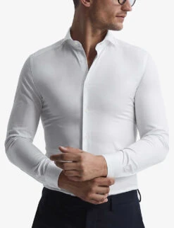 Reiss Storm Slim-fit Cotton-twill Shirt -AllSain Clothing Shop R03925067 WHITE ALT02