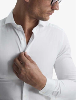 Reiss Storm Slim-fit Cotton-twill Shirt -AllSain Clothing Shop R03925067 WHITE ALT04