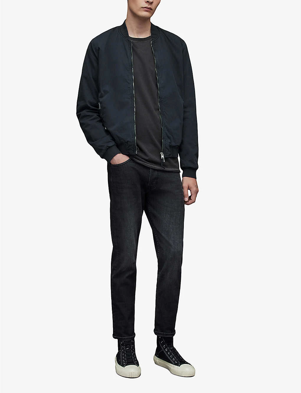 AllSaints Lows Logo-embroidered Padded Organic-cotton Bomber Jacket 2 AllSaints Lows Logo-embroidered Padded Organic-cotton Bomber Jacket - Image 2