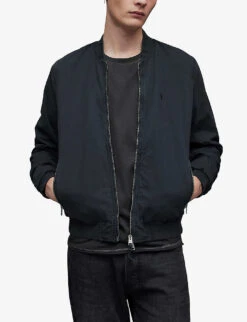 AllSaints Lows Logo-embroidered Padded Organic-cotton Bomber Jacket 7 AllSaints Lows Logo-embroidered Padded Organic-cotton Bomber Jacket -AllSain Clothing Shop R03925647 DARKINK ALT02