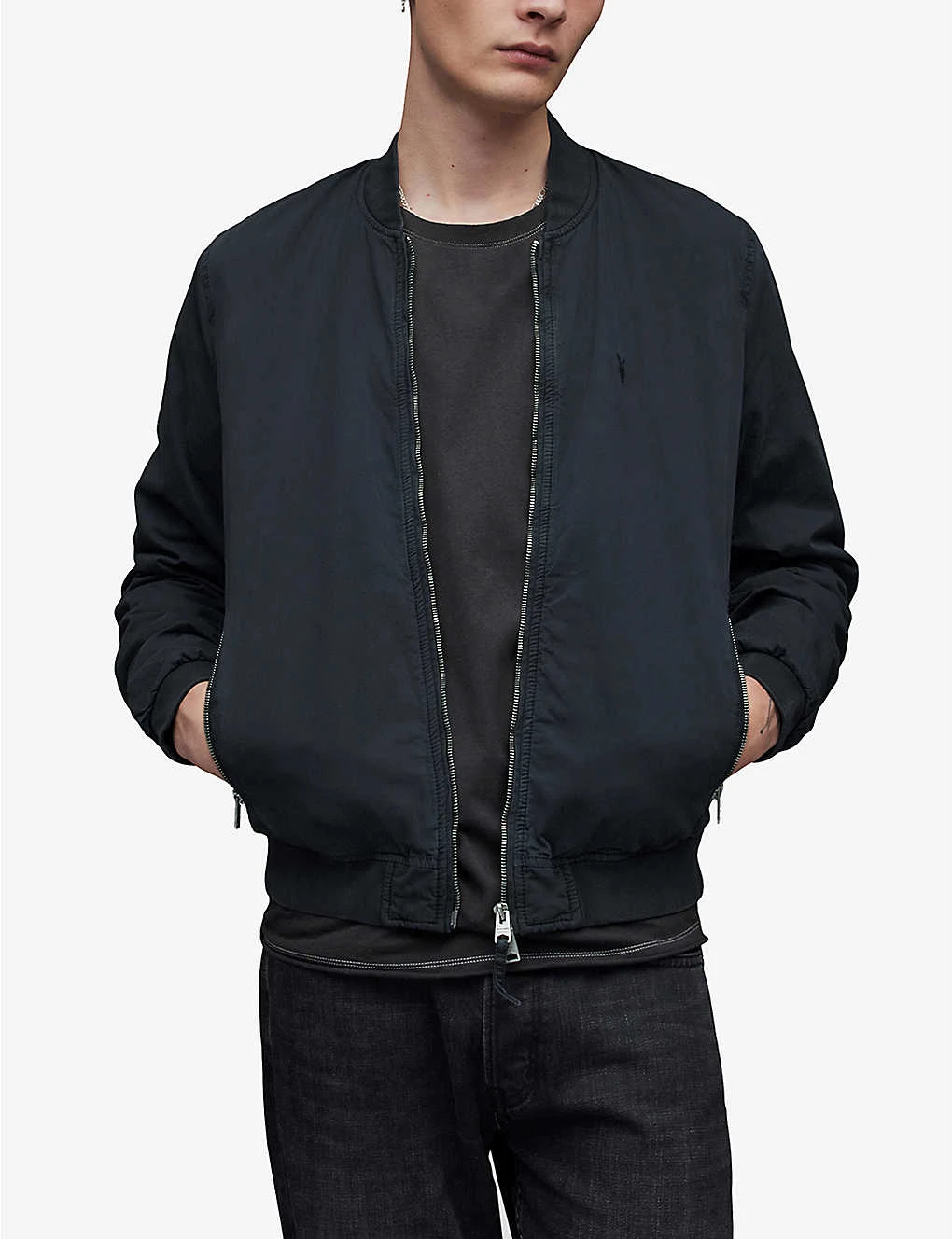 AllSaints Lows Logo-embroidered Padded Organic-cotton Bomber Jacket 3 AllSaints Lows Logo-embroidered Padded Organic-cotton Bomber Jacket - Image 3