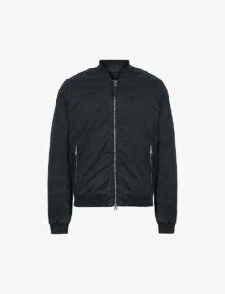 AllSaints Lows Logo-embroidered Padded Organic-cotton Bomber Jacket
