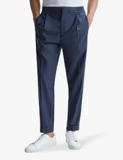 Reiss Brighton Relaxed-fit Tapered-leg Stretch-woven Trousers -AllSain Clothing Shop R03929439 STEELBLUE ALT02