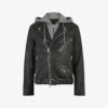 AllSaints Charter Hoody-detail Leather Biker Jacket