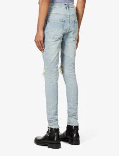 Ripped-knee Regular-fit Stretch-denim Jeans 10 Ripped-knee Regular-fit Stretch-denim Jeans -AllSain Clothing Shop R03932747 LIGHTINDIGOBLOWOUT ALT03