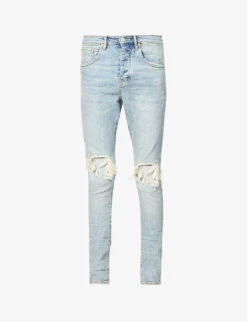 Ripped-knee Regular-fit Stretch-denim Jeans