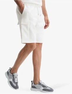 Reiss Oliver Interlock Cargo-style Stretch-jersey Shorts -AllSain Clothing Shop R03939110 WHITE ALT02