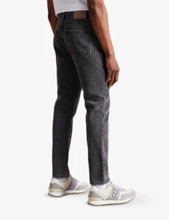 Ted Baker Sutton Brand-patch Slim-fit Cotton-blend Denim Jeans -AllSain Clothing Shop R03939848 GREY ALT03