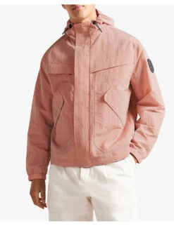 Ted Baker Brand-patch Relaxed-fit Shell Hooded Jacket -AllSain Clothing Shop R03946258 MIDPINK ALT02