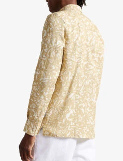 Ted Baker Svend Graphic-print Regular-fit Linen Shirt -AllSain Clothing Shop R03946324 TAN ALT03