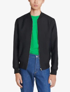 Sandro New Teddy Wool-blend Bomber Jacket 7 Sandro New Teddy Wool-blend Bomber Jacket -AllSain Clothing Shop R03962598 BLEUS ALT02