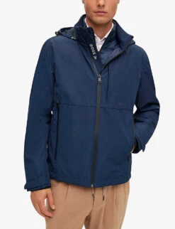 Boss Logo-patch Hooded Shell Jacket -AllSain Clothing Shop R03962943 DARKBLUE ALT02