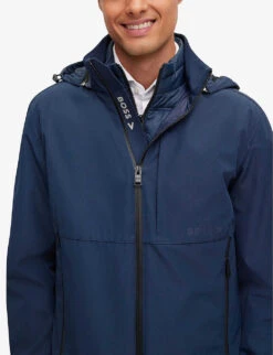 Boss Logo-patch Hooded Shell Jacket -AllSain Clothing Shop R03962943 DARKBLUE ALT04