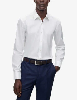 Boss Slim-fit Long-sleeved Cotton-poplin Shirt 7 Boss Slim-fit Long-sleeved Cotton-poplin Shirt -AllSain Clothing Shop R03966711 WHITE ALT02