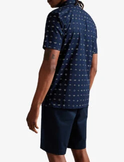 Ted Baker Witly Boat-print Cotton Shirt -AllSain Clothing Shop R03971463 NAVY ALT03
