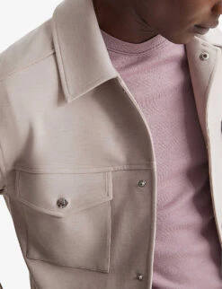 Reiss Jerry Flap-pocket Stretch-woven Overshirt -AllSain Clothing Shop R03978258 OATMEAL ALT04