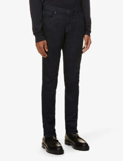 Emporio Armani Eagle Logo-embossed Brand-patch Slim-fit Stretch-denim Jeans -AllSain Clothing Shop R03981620 DENIMBLU ALT02