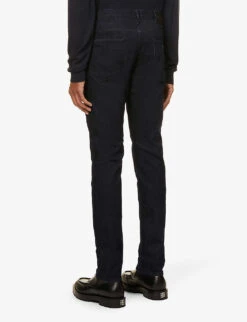 Emporio Armani Eagle Logo-embossed Brand-patch Slim-fit Stretch-denim Jeans -AllSain Clothing Shop R03981620 DENIMBLU ALT03