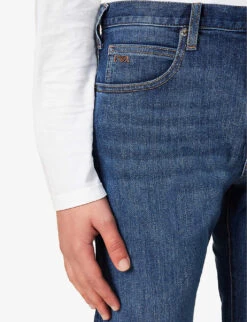 Emporio Armani Regular-fit Straight-leg Stretch-denim Jeans -AllSain Clothing Shop R03981649 DENIMBLUMD ALT04