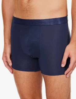 Mid-rise Stretch-cotton Boxer Trunks 7 Mid-rise Stretch-cotton Boxer Trunks -AllSain Clothing Shop R03984240 NAVY ALT03