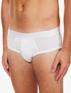 Branded-waistband Stretch-jersey Briefs 7 Branded-waistband Stretch-jersey Briefs -AllSain Clothing Shop R03984250 WHITE ALT03