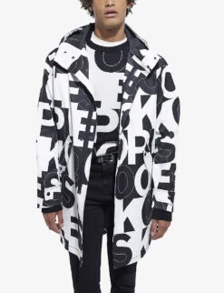 THE KOOPLES Logo-print Hooded Shell Parka -AllSain Clothing Shop R03997393 BLA64 ALT02