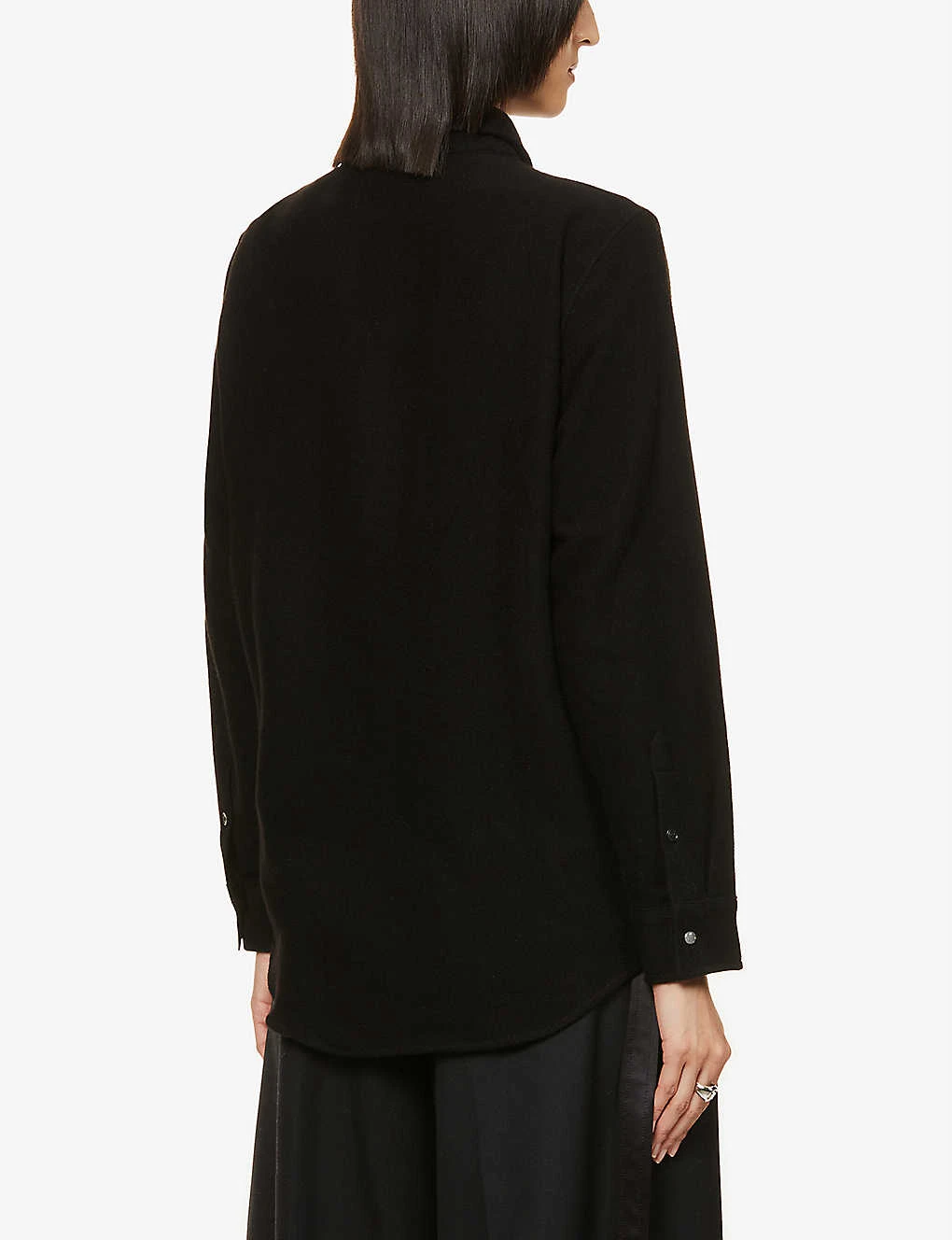 Unisex Gemstone-embellished Popper Relaxed-fit Cashmere Shirt 5 Unisex Gemstone-embellished Popper Relaxed-fit Cashmere Shirt - Image 5