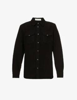 Unisex Gemstone-embellished Popper Relaxed-fit Cashmere Shirt