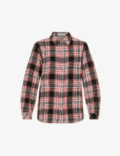 Unisex Gemstone-embellished Popper Check-print Cashmere Shirt