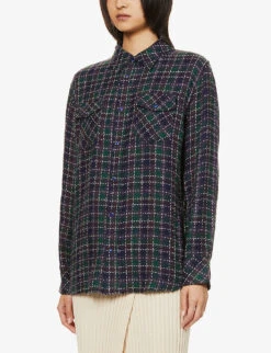 Unisex Lapis Lazuli Checked Cashmere Shirt 9 Unisex Lapis Lazuli Checked Cashmere Shirt -AllSain Clothing Shop R04001653 FT6BLUE ALT03