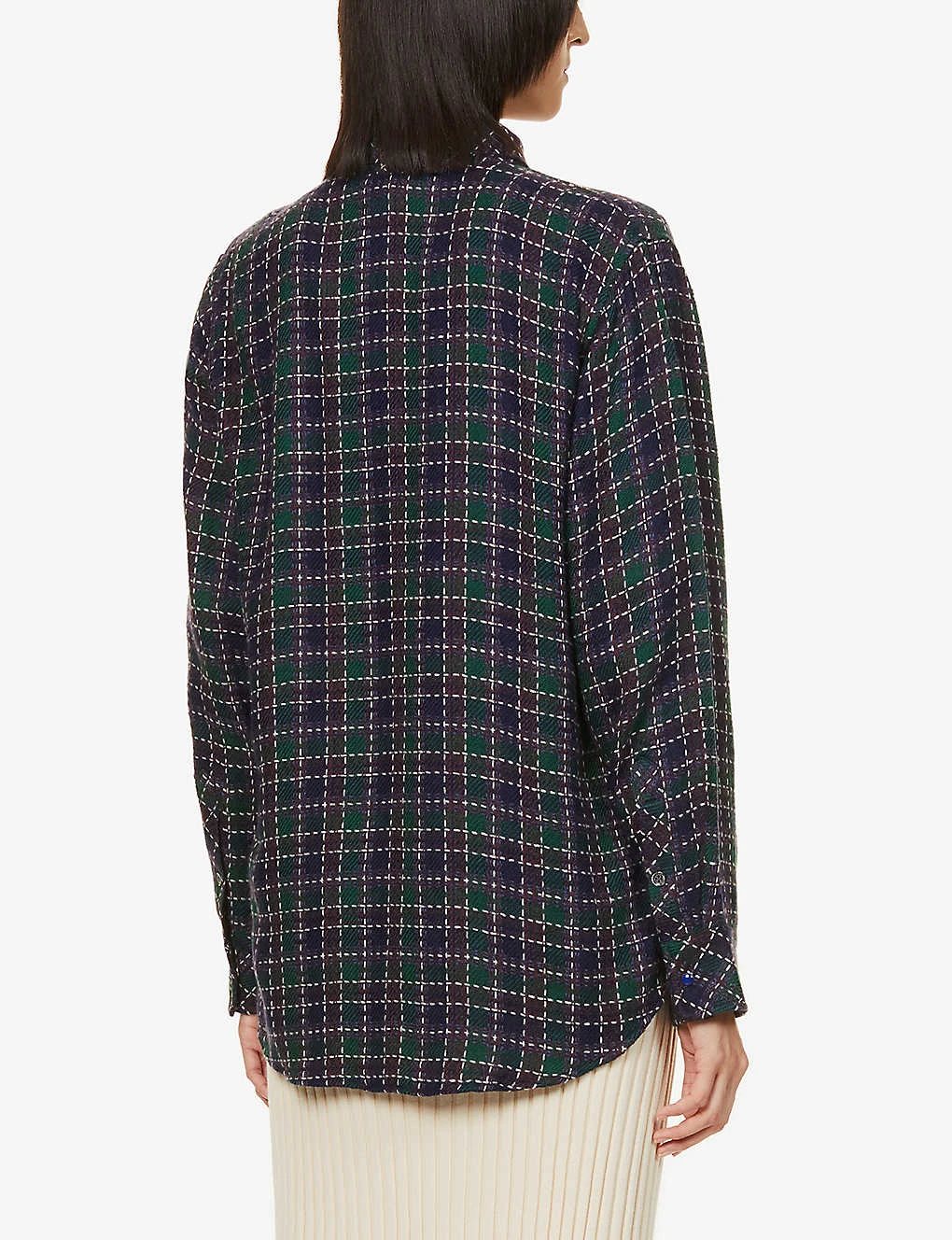 Unisex Lapis Lazuli Checked Cashmere Shirt 5 Unisex Lapis Lazuli Checked Cashmere Shirt - Image 5