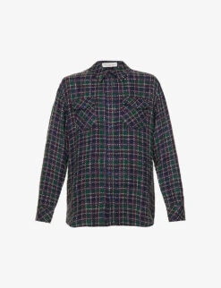 Unisex Lapis Lazuli Checked Cashmere Shirt