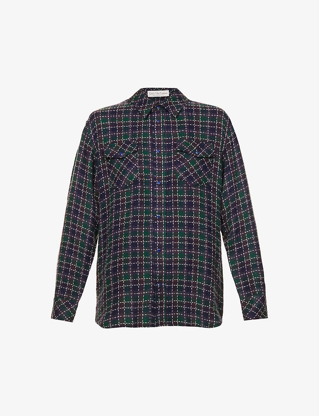 Unisex Lapis Lazuli Checked Cashmere Shirt 1 Unisex Lapis Lazuli Checked Cashmere Shirt