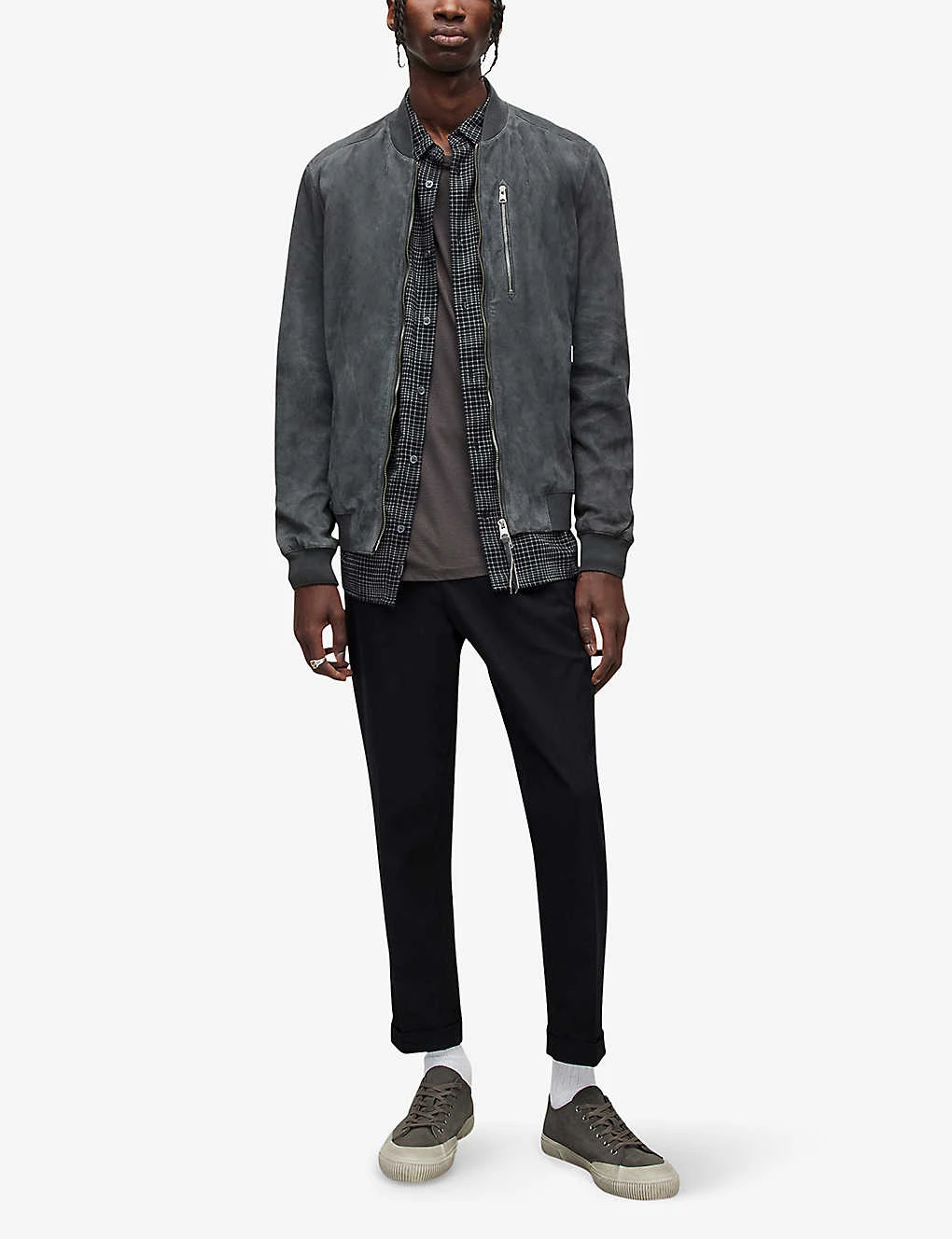 AllSaints Kemble Regular-fit Suede Bomber Jacket 2 AllSaints Kemble Regular-fit Suede Bomber Jacket - Image 2
