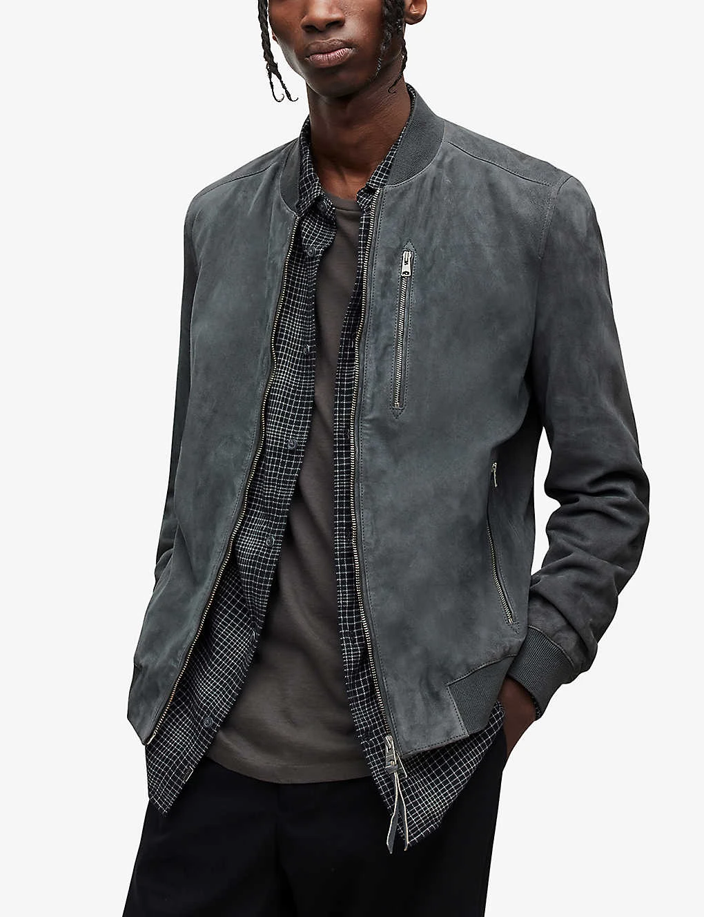 AllSaints Kemble Regular-fit Suede Bomber Jacket 3 AllSaints Kemble Regular-fit Suede Bomber Jacket - Image 3