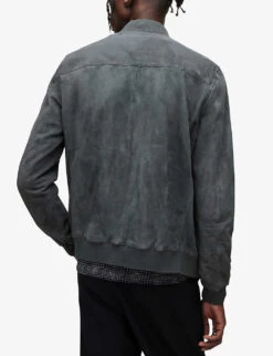 AllSaints Kemble Regular-fit Suede Bomber Jacket 8 AllSaints Kemble Regular-fit Suede Bomber Jacket -AllSain Clothing Shop R04002402 SLATESTONEGRE ALT03