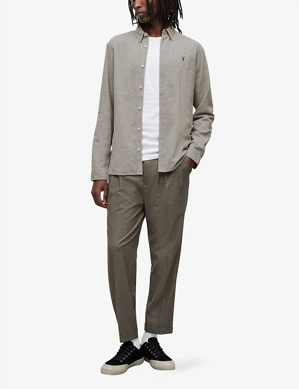 AllSaints Lorella Logo-embroidered Textured Cotton Shirt 2 AllSaints Lorella Logo-embroidered Textured Cotton Shirt - Image 2