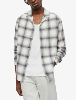 AllSaints Ragado Checked Ramskull-embroidered Cotton Shirt 7 AllSaints Ragado Checked Ramskull-embroidered Cotton Shirt -AllSain Clothing Shop R04002964 OFFWHITE ALT02