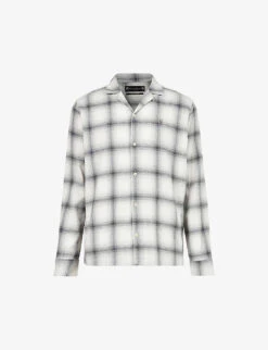 AllSaints Ragado Checked Ramskull-embroidered Cotton Shirt
