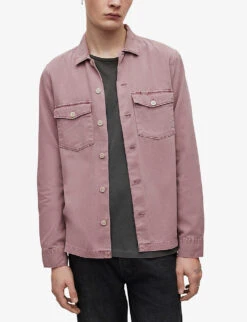 AllSaints Spotter Slim-fit Cotton Shirt -AllSain Clothing Shop R04002967 ASHEDPINK ALT02