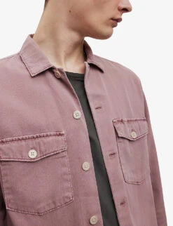 AllSaints Spotter Slim-fit Cotton Shirt -AllSain Clothing Shop R04002967 ASHEDPINK ALT04