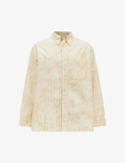 AllSaints Crema Striped Bleached Cotton Oxford Shirt