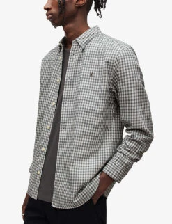 AllSaints Varmo Checked Ramskull-embroidered Cotton Shirt 7 AllSaints Varmo Checked Ramskull-embroidered Cotton Shirt -AllSain Clothing Shop R04002975 OFFWHITE ALT02