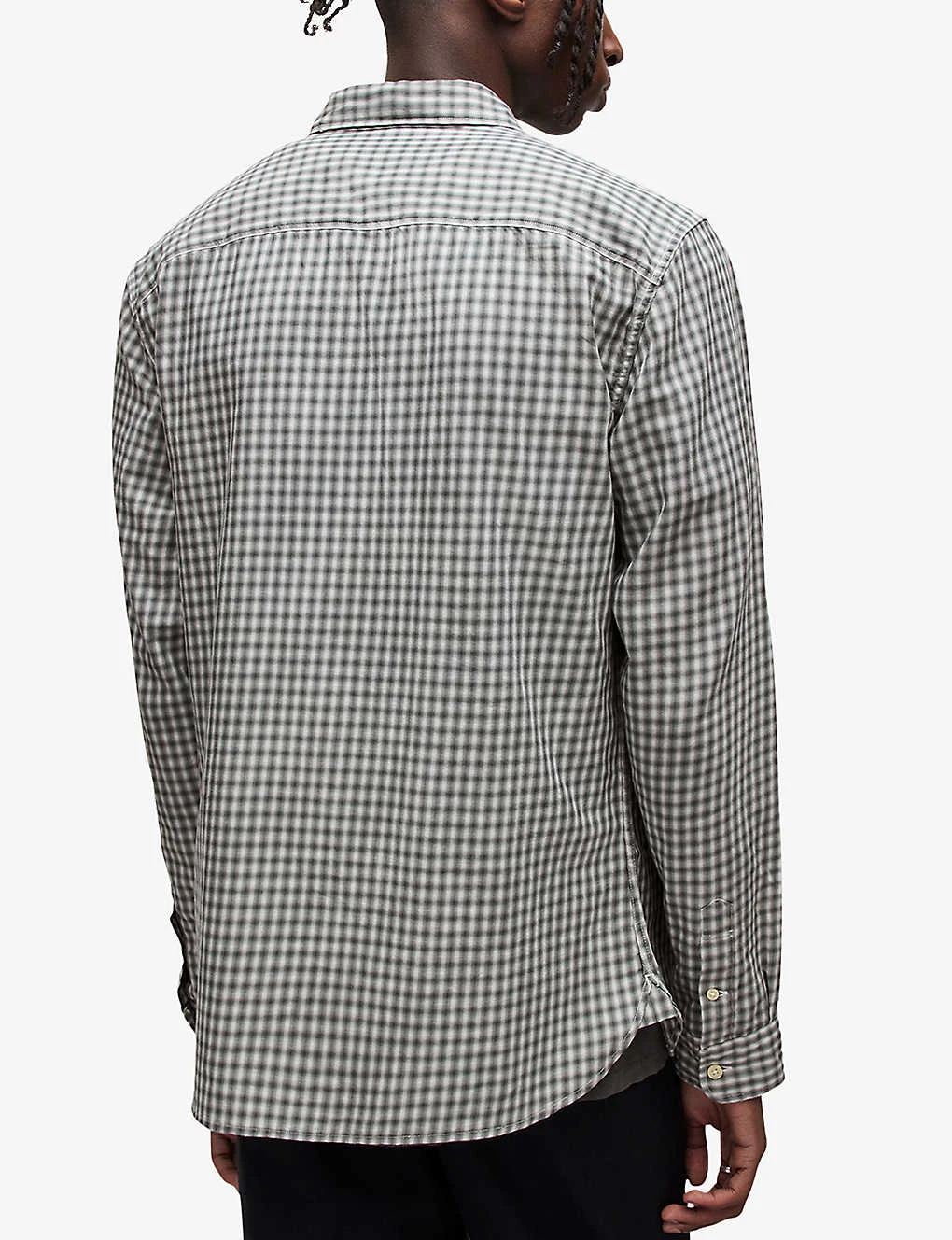 AllSaints Varmo Checked Ramskull-embroidered Cotton Shirt 4 AllSaints Varmo Checked Ramskull-embroidered Cotton Shirt - Image 4