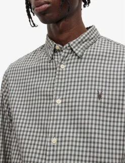 AllSaints Varmo Checked Ramskull-embroidered Cotton Shirt 9 AllSaints Varmo Checked Ramskull-embroidered Cotton Shirt -AllSain Clothing Shop R04002975 OFFWHITE ALT04
