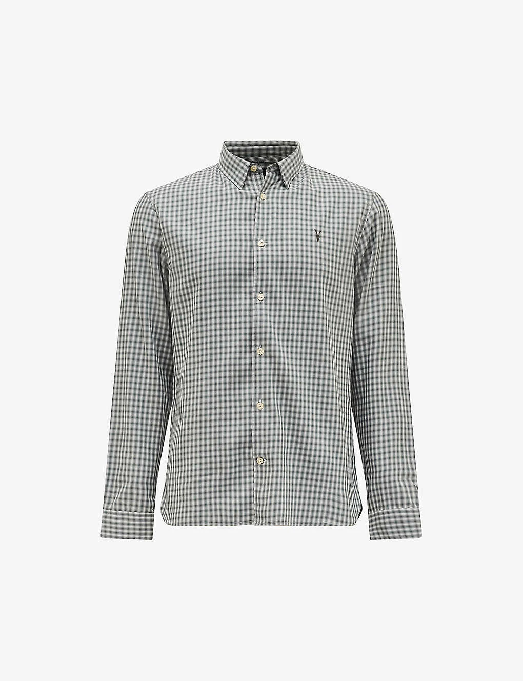 AllSaints Varmo Checked Ramskull-embroidered Cotton Shirt 1 AllSaints Varmo Checked Ramskull-embroidered Cotton Shirt
