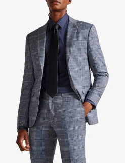 Ted Baker Duddoss Curved-hem Slim-fit Cotton Shirt -AllSain Clothing Shop R04003278 NAVY ALT02